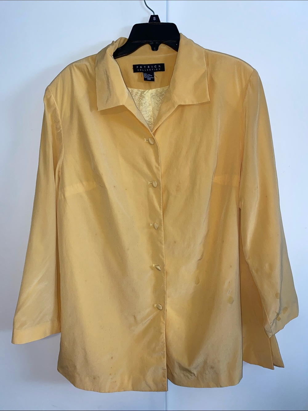 Patrick Collection Yellow Silk Button-Up Blazer and Skirt